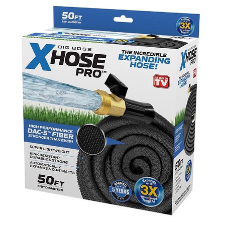 Xhose Pro Big Boss 5/8 in. D X 50 ft. L Heavy Duty Commercial Grade Expandable Garden Hose Black 1256